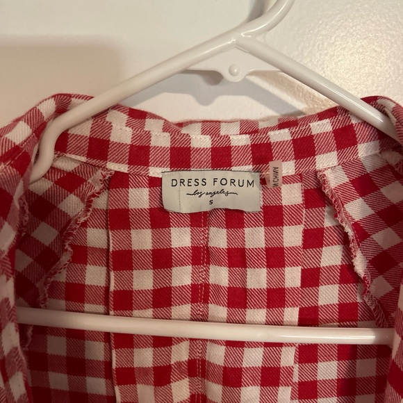 Dress Forum Los Angeles Women’s Small Red Plaid Tie Front Top Kaitlyn NWT - Picture 2 of 5